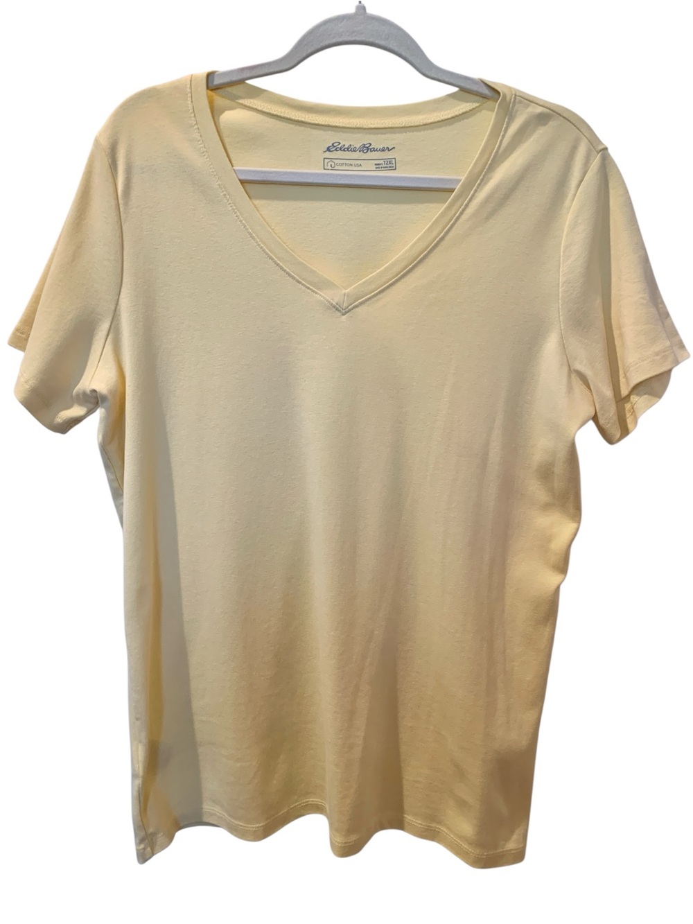 EDDIE BAUER Women’s V-Neck T-Shirt Yellow T2XL